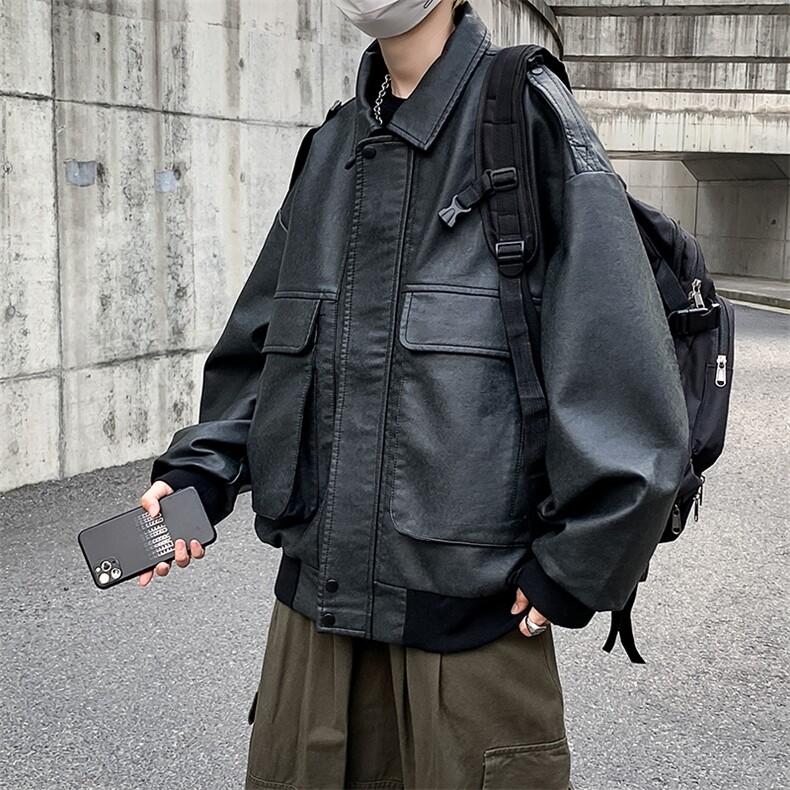 文艺夹克简约拉链潮流标准外穿男春秋青春流行潮长袖日系翻领,男装夹克,星座716-2