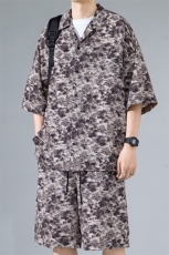 2024夏季新款无影墙大码冰丝衬衫短裤套装M-5XHQ23569-P60，男装牛仔裤，电商A022