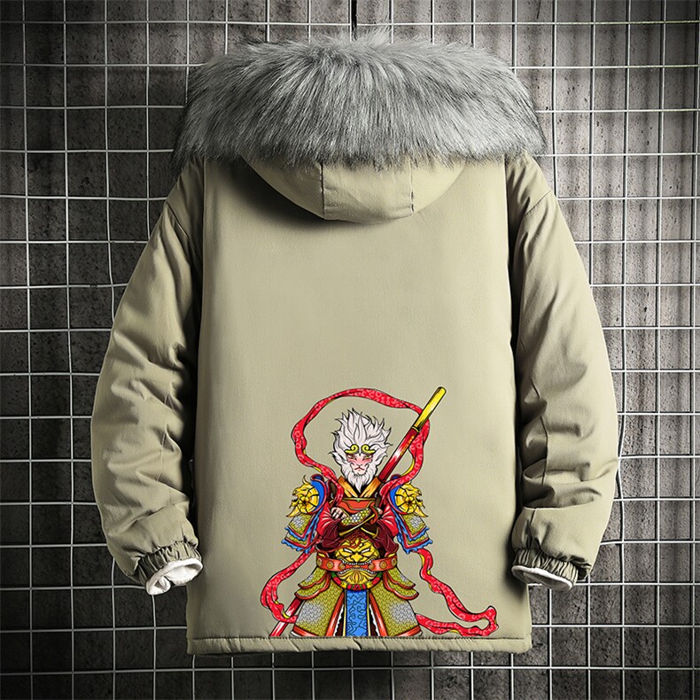 MM48203-P130冬季大毛领棉衣男士大码加厚棉袄男棉服网格,男装棉衣,电商A040A