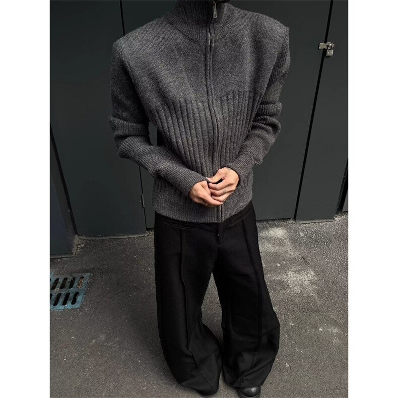 美式青少年高领拉链开衫毛衣秋冬季潮牌慵懒风宽松百搭针织外套,男装针织衫/毛衣,星座601-1
