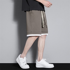 夏季短裤男宽松潮YOA景假两件纯色百搭五分裤运动短裤CK2410-P29，男装牛仔裤，星座717