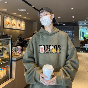 23/秋季360G麂皮绒印花宽松休闲连帽卫衣JWY3269 P50控69图片