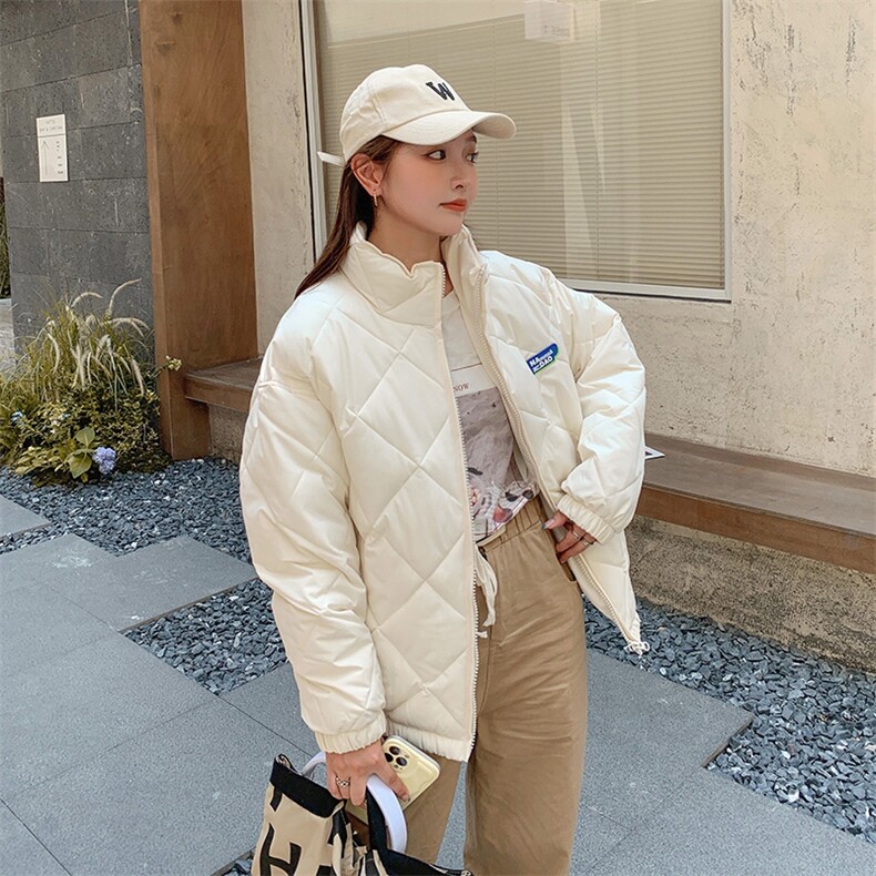 菱形格子压皱立领棉衣复古外套女可爱棉服C582-80,男装棉衣,星座911-2(原星座613-2）