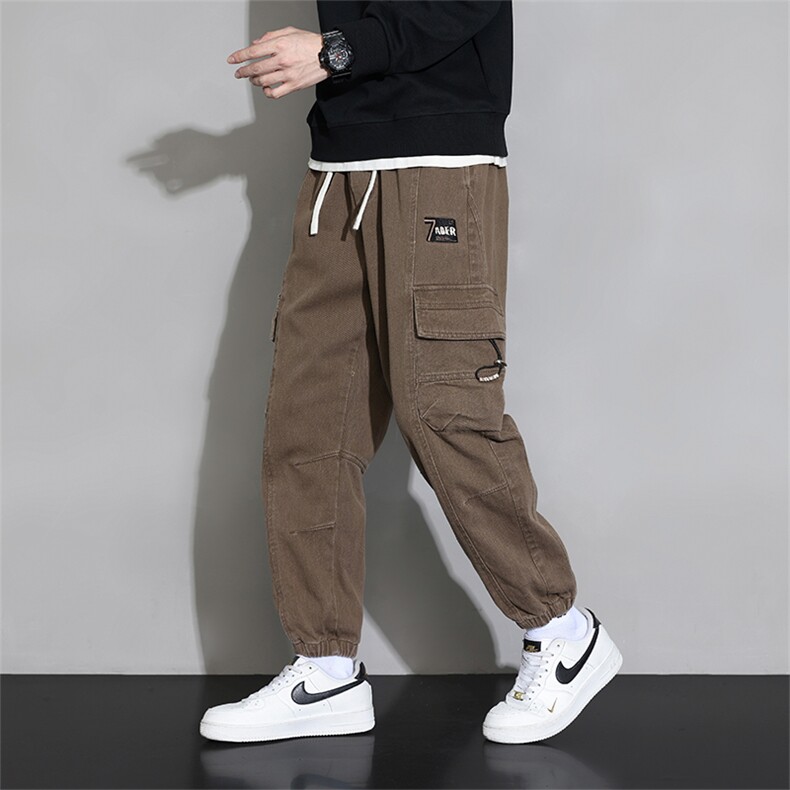 全棉水洗M-8XL秋季新款大码束脚潮流工装休闲卫裤109-K501-P60,男装休闲裤,星座109-1