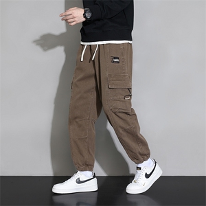 全棉水洗 M-8XL 秋季新款大码束脚潮流工装休闲卫裤 109-K501-P60图片