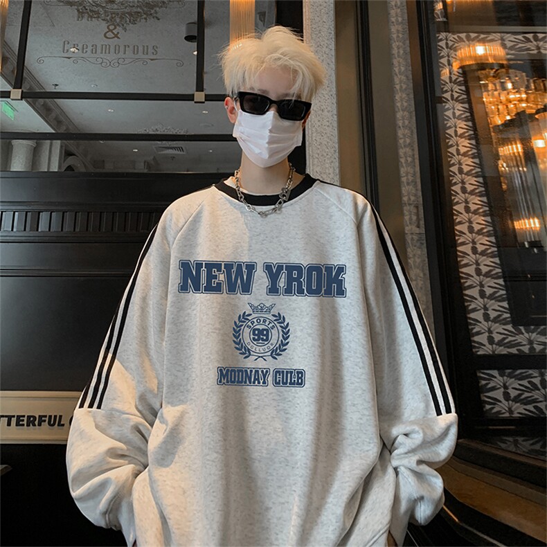 抖音得物供货提供视频秋冬重磅美式宽松织带圆领卫衣0319,男装卫衣,电商A486
