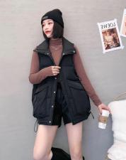 XL9819潮牌大口袋下摆抽绳百分百羽绒马甲,女装马甲,L·H·X