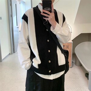 ins日系春季潮流新款青春针织马甲V领开衫M0126P40,男装针织衫/毛衣,星座1116-2