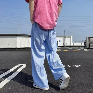 细条纹休闲裤男士韩版潮流高街阔腿2024夏季新款ins长裤K5295-P40图片