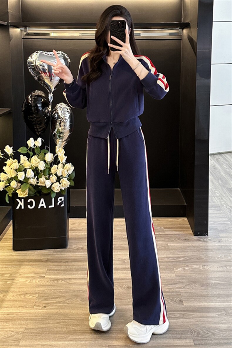 开衫外套高级感直筒长裤休闲服套装潮,女装套装/套裙,江南
