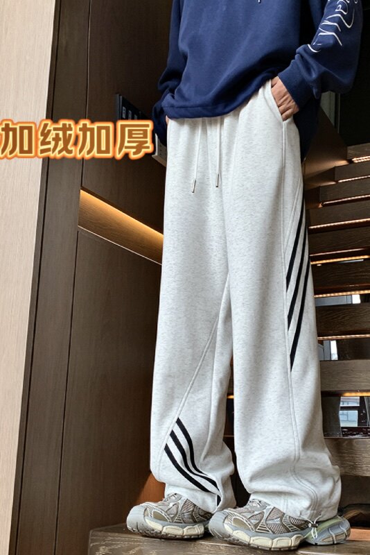 秋冬美式织带拼接卫裤休闲裤加绒加厚XZ604-K106JR-特P50控88,男装休闲裤,星座604