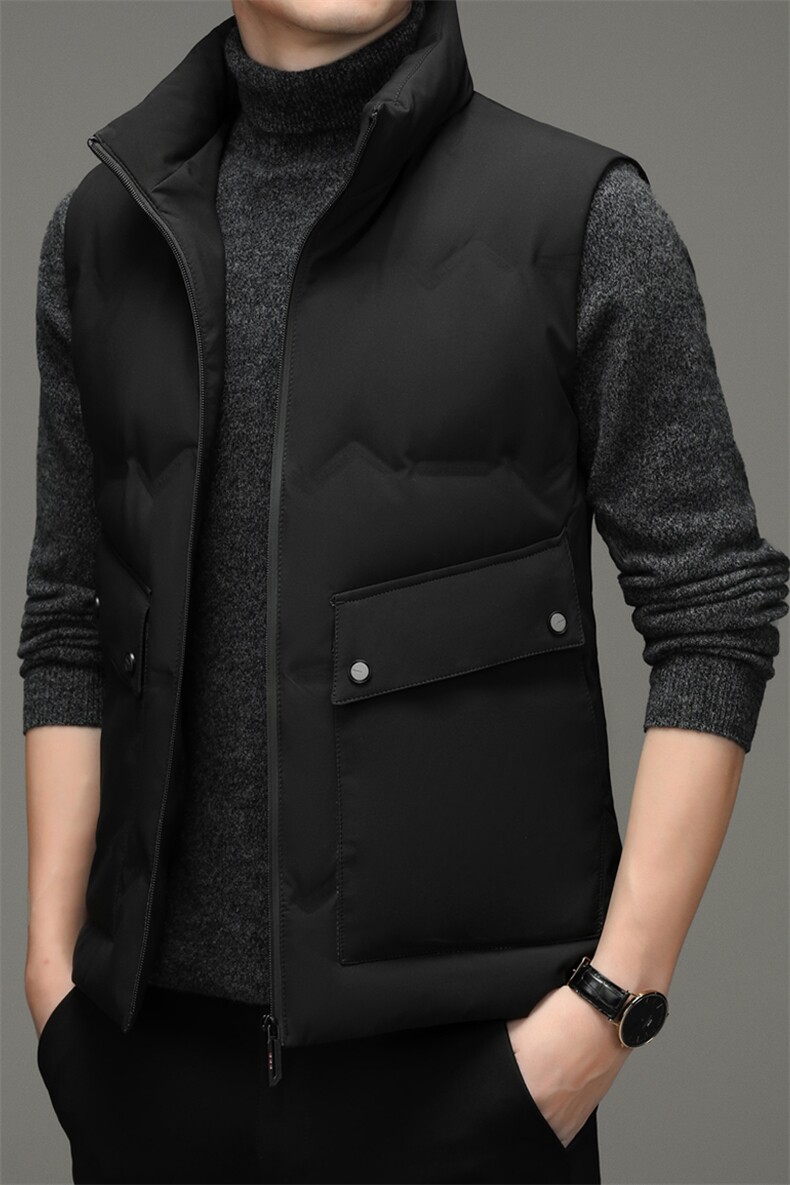 2023冬季新款羽绒服马甲男士保暖外套中年男装加厚立领宽松爸爸装,男装背心/马甲,电商B212（原钱塘6029）