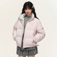 韩系多巴胺撞色羽绒棉服外套女冬季ins甜美蝴蝶结立领奶棉袄，男装棉衣，星座1210-1
