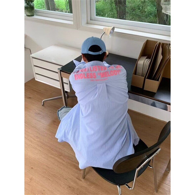 DT12-特P45韩风氛围感条纹衬衫男女夏季新款衬衣防晒-网图现货,男装衬衫,星座603-2