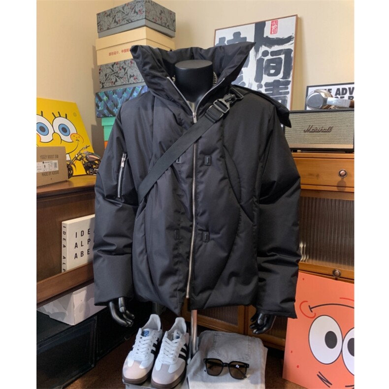 【现货】黑色连帽拉链棉服 自制图片