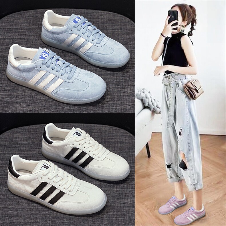 真皮厚底德训鞋女平底2024新款小白鞋板鞋潮鞋女,女鞋休闲鞋,电商A223