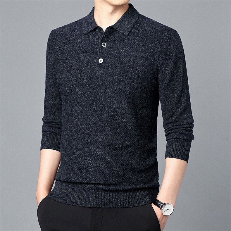 CM61150钱塘2020-2商务休闲翻领简约冬季厚款中年男士羊毛衫P147,男装针织衫/毛衣,钱塘207-2