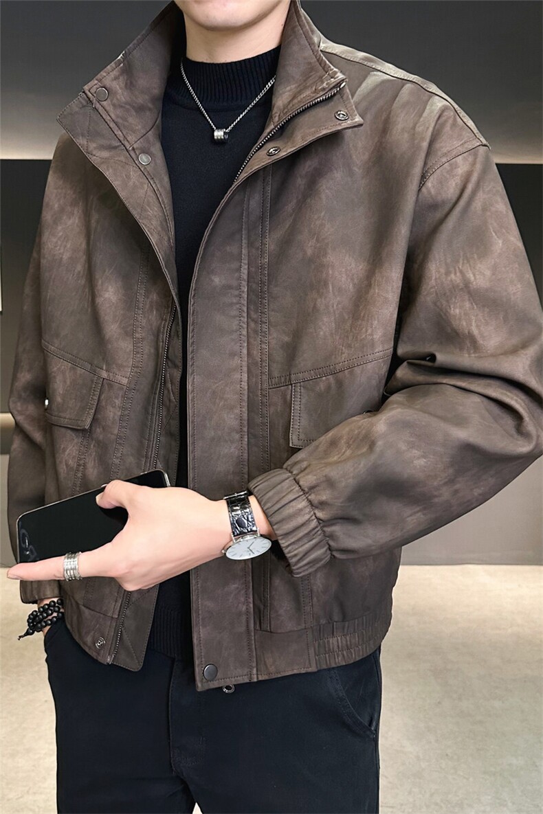 加绒皮衣男大货宽松PU皮夹克高级感外套C317-J806-P165,男装夹克,电商C317
