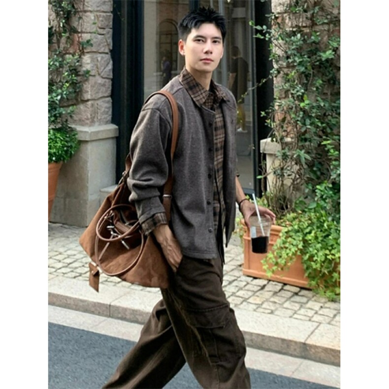 秋季美式复古风假两件拼接衬衫领卫衣夹克开衫外套JA6767,男装夹克,星座1116A（原606A-3）