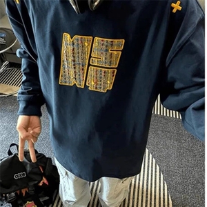 【有货】DC1123-P45藏青色刺绣圆领卫衣男春秋季美式复古全棉长袖图片
