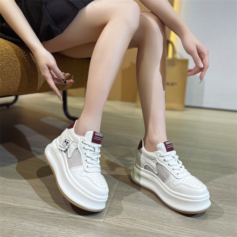 X3756-P155厚底小白鞋女2024夏季面透气内增高鞋休闲女单鞋,女鞋休闲鞋,星座1407-3