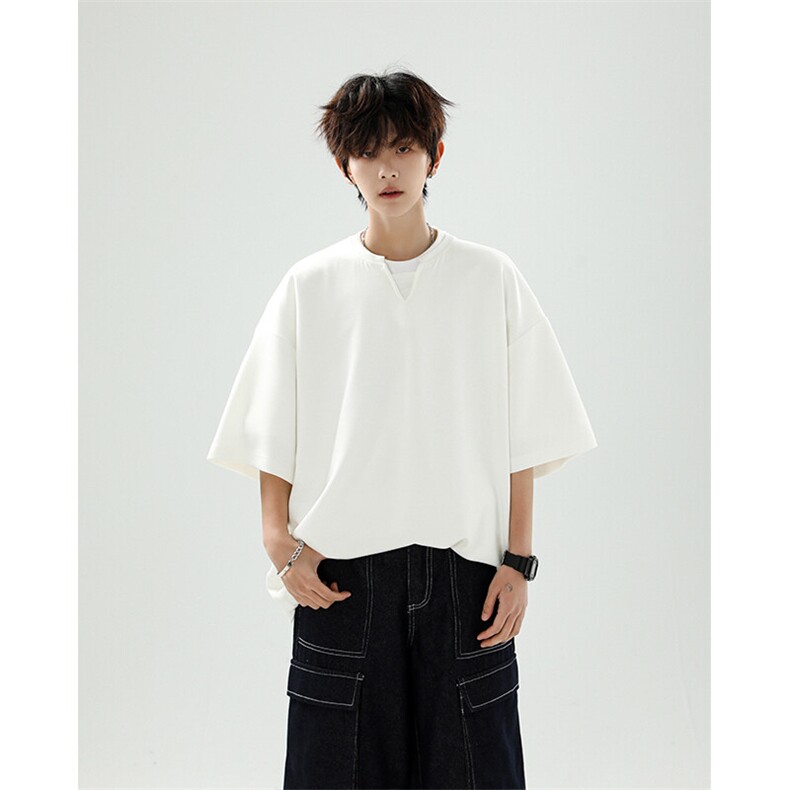 8XL-M特大码短袖男假两件五分袖高品质空气层宽松上衣DX321P35,男装T恤,电商D206-1