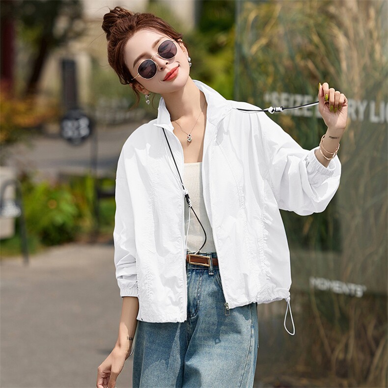 时尚休闲短款防晒衣女2025夏季新款宽松舒适户外防晒服透气薄外套,女装短外套,盈茜