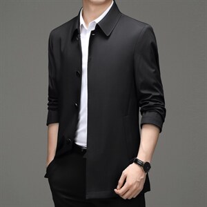 BNF25钱塘2020-2男士春秋季薄款风衣外套中长款商务休闲上衣P218图片