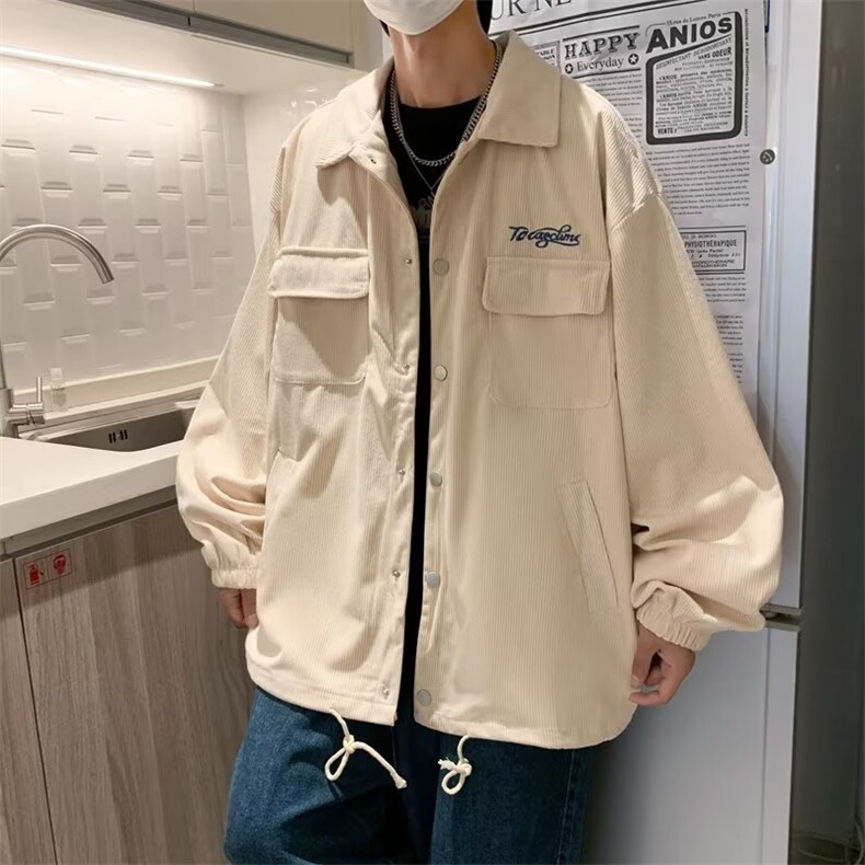 美式复古灯芯绒外套男春秋ins刺绣夹克宽松休闲工装上衣WT828-p55,男装夹克,星座1008-1