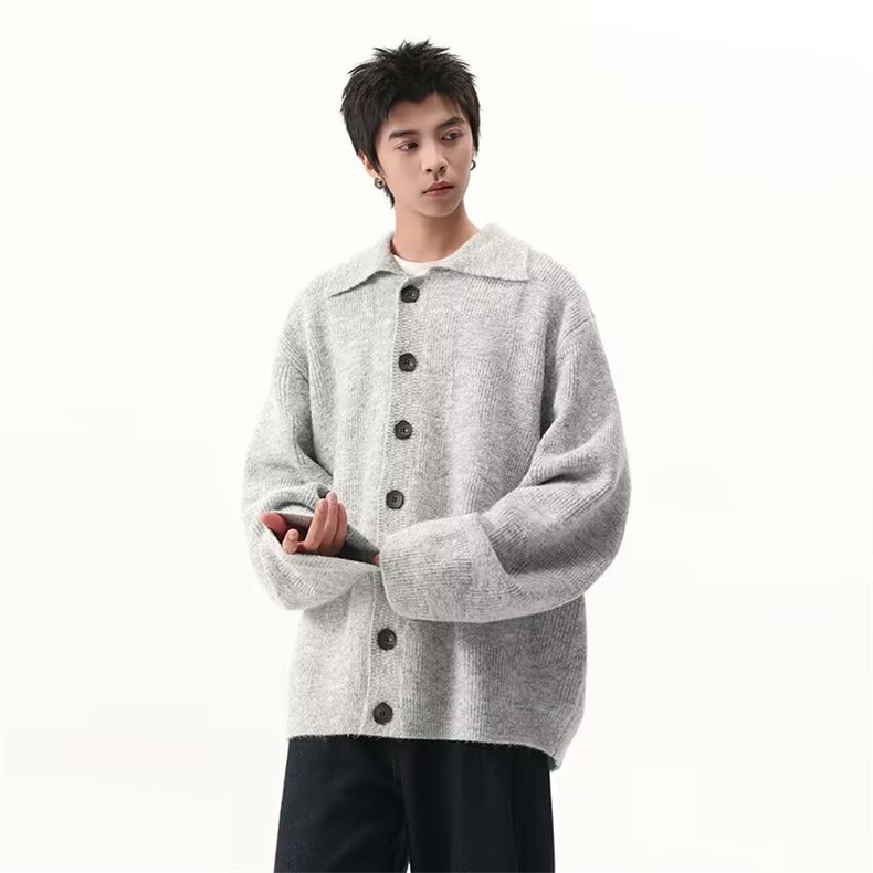 日系复古翻领毛衣外套男女宽松慵懒显瘦开衫上衣914-4-M5808P60,男装针织衫/毛衣,星座914-4