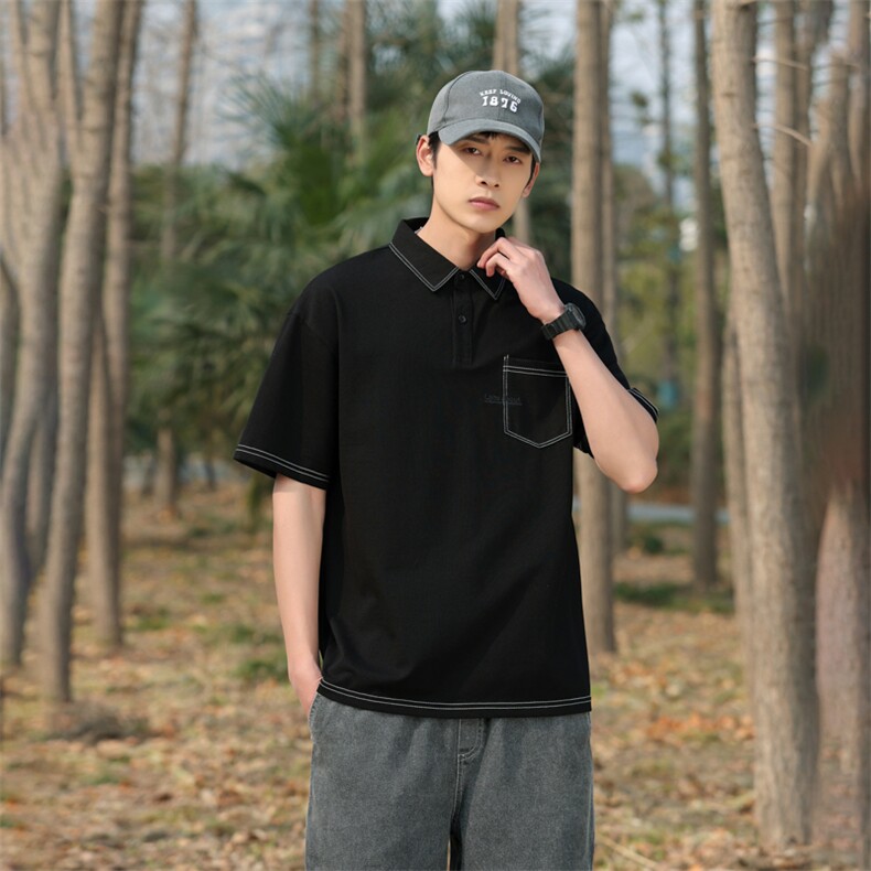 美式夏季新款Polo衫男士半袖日系潮牌男装宽松短袖t恤PL145-P45,男装Polo衫,星座1109-1