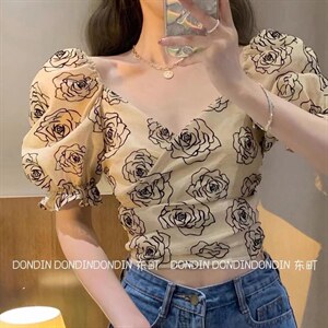 现货 提花玫瑰小衫图片