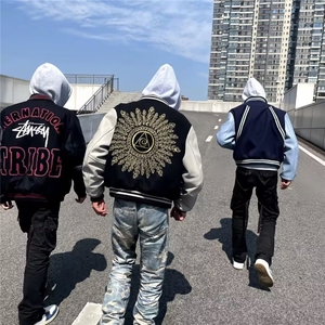 JK180-P39 流行日系潮流翻领刺绣棒球服外套春季新款复古情侣图片