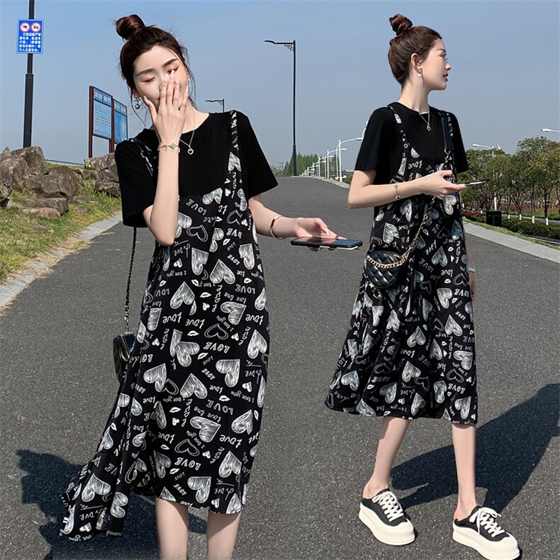 【现货！！闪电发货】2022夏季新款时尚假两件显瘦连衣裙图片
