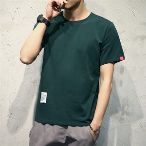 2021夏季新日系灰墙港风纯色休闲莱卡修身短袖T恤T01-特P20图片