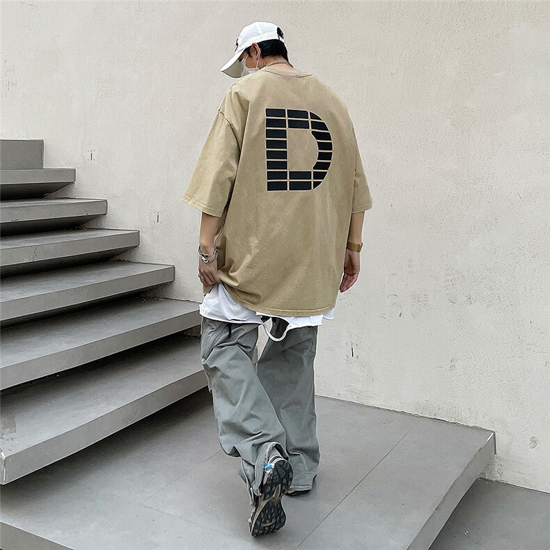 重磅纯棉水洗字母立体印花短袖T恤XZ604-DT101-P45控58,男装T恤,星座604