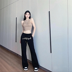美式高街潮牌男女运动休闲裤直筒宽松慵懒显瘦印花休闲卫裤子，男装休闲裤，电商A486