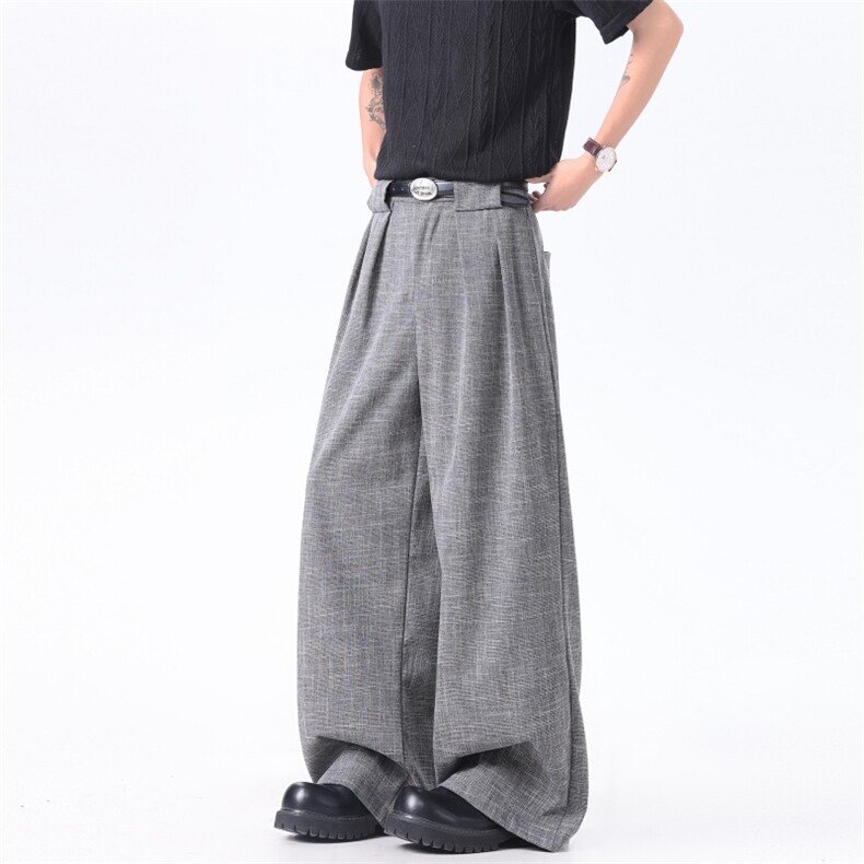 XZ-221-1/K1215/P65美式老钱风条纹肌理千鸟格垂感阔腿休闲西裤，男装西裤，星座221-1