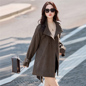 立领风衣外套女小个子秋季2025新款独特好看休闲廓形气质显瘦上衣，女装风衣，浙宝029