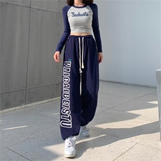 束脚裤男女韩版潮流字母印花2024秋冬新款ins宽松休闲裤K4529-P42，男装休闲裤，星座412-3