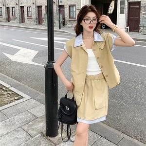 条纹西装裙裤套装两件套2C133-9010-P125-K178图片