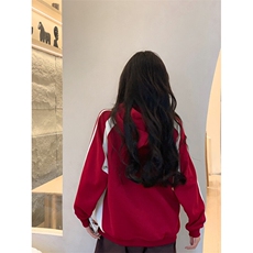 EE047-P75卫衣男女情侣装薄款2024宽松拉链开衫外套连帽韩版上衣，女装短外套，星座911-3