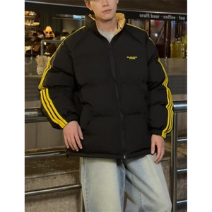 条纹撞色情侣棉衣男女冬季短款立领面包服棉服外套 MJ27图片