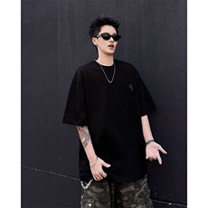 C507P33ins美式青少年重磅印花T恤男夏季宽松口袋潮牌短袖上衣服，男装T恤，星座512-6