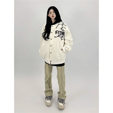 2025原创美式蜘蛛网刺绣夹克棒球服秋冬男女宽松潮流外套潮，男装夹克，星座1210-1