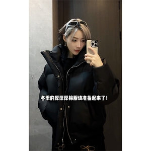 冬季立领棉衣加厚保暖棉袄PU皮短款面包服美式外套MF3667-特P85,短款棉袄外套怎样搭配图片
