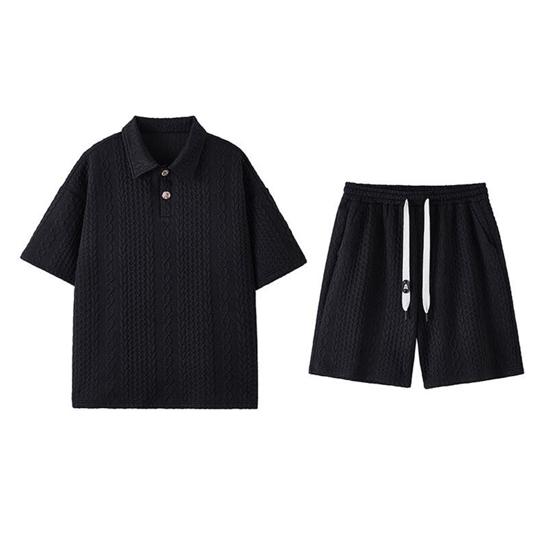 现货 TZ766-TP50 控88 套装夏季新款港风宽松短袖短裤T恤大码男装图片