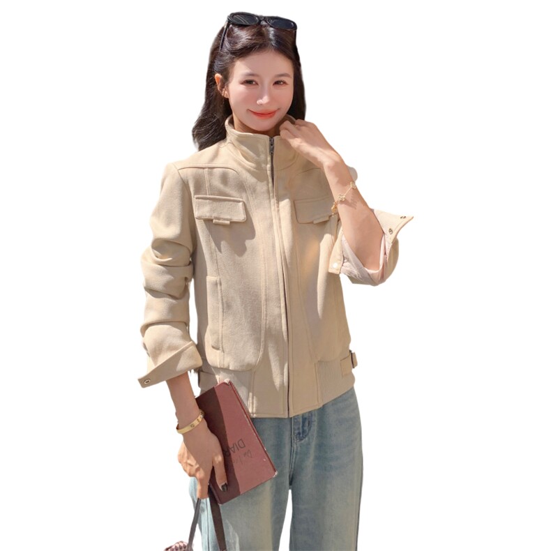 【新款数据好】复古麂皮绒卡其色外套088-7766P175K248,女装短外套,2C088