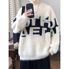 1506-1/MRM4271/P62美式圆领字母毛衣秋冬情侣款宽松复古慵懒风，男装针织衫/毛衣，星座1506-1