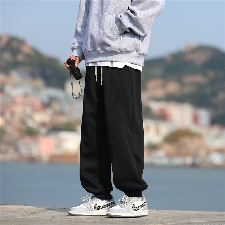 秋冬宽松加绒加厚休闲束脚长裤Q35-P55限价58成份：聚酯纤维,男装休闲裤,电商A247